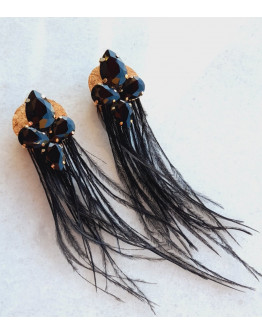 FEATHER BLACK EARRINGS