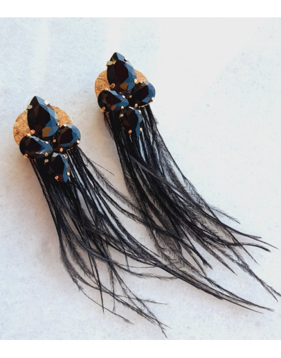 FEATHER BLACK EARRINGS